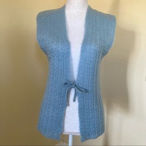 Vintage 1960s/70s Delicate Pale Blue Acrylic Open Sweater Vest Made in Japan